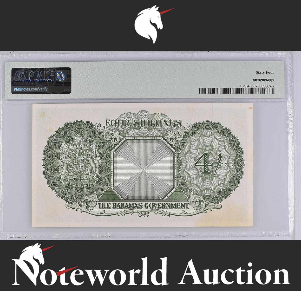 Bahamas Government of the Bahamas 4/- Shillings 1936 (ND 1961) P 13c UNC PMG 64