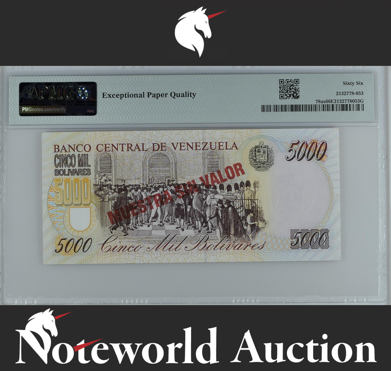 Venezuela 5000 Bolivares 1997 P 78as SPECIMEN UNC PMG 66 EPQ 2nd TOP POP