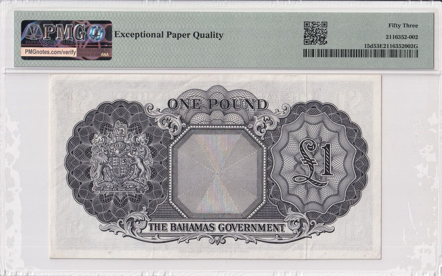 BAHAMAS 1 Pound 1936(1963) P 15d AU PMG 53 EPQ