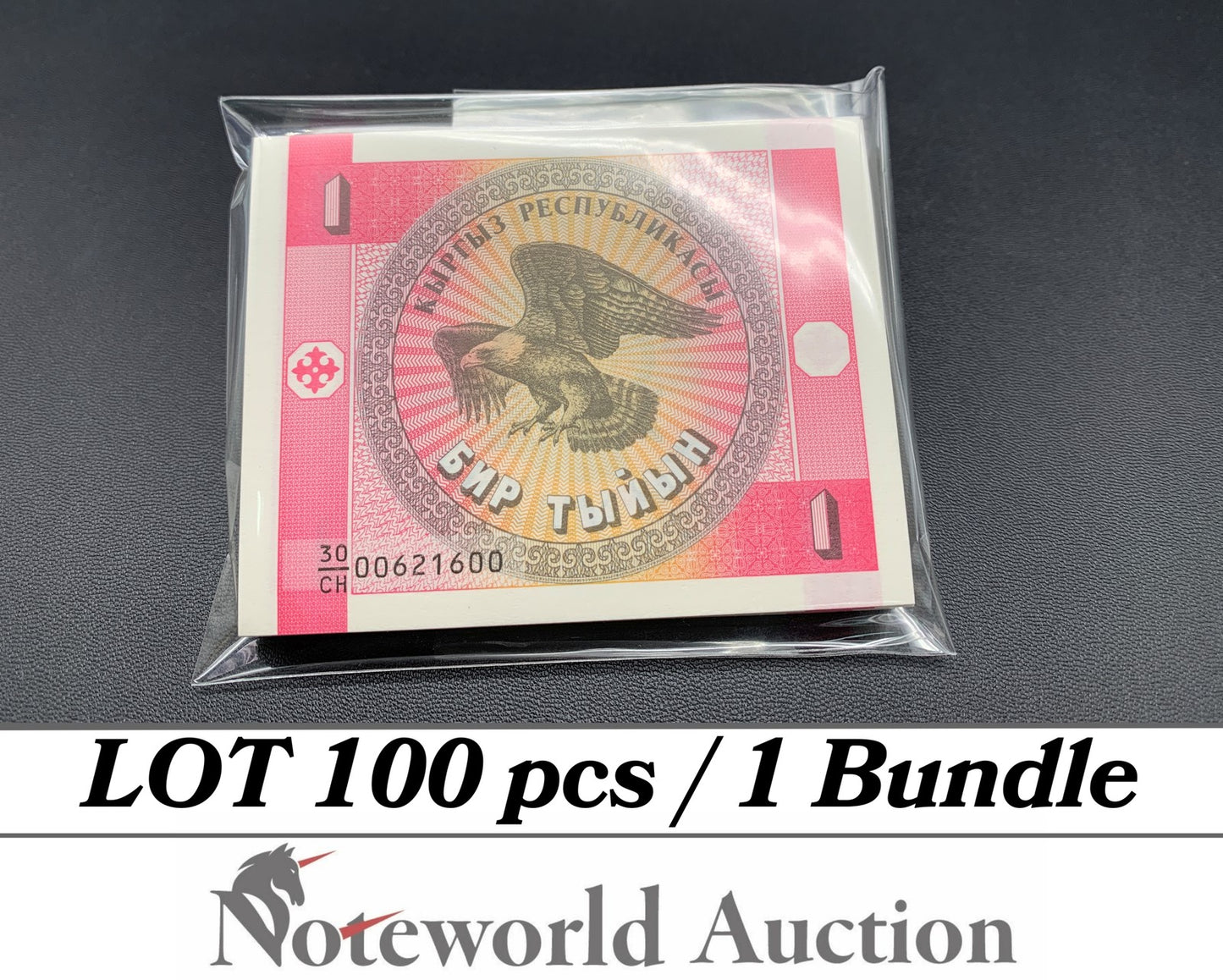 KYRGYZSTAN 1 Tyiyn ND 1993 P 1a Lot 100 pcs Bundle UNC