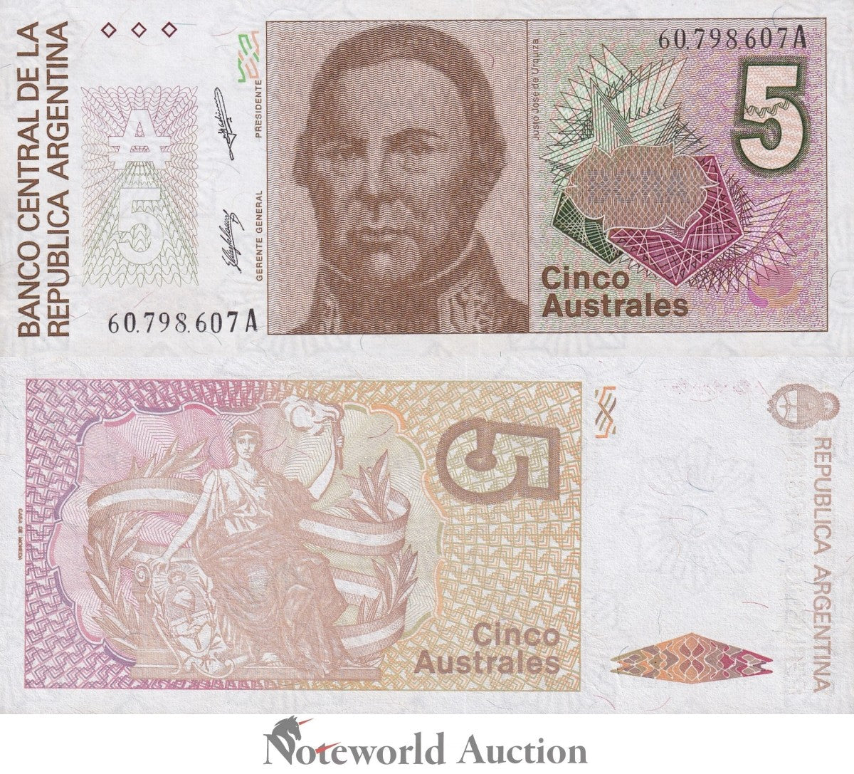 ARGENTINA 5 Australes ND 1985-1989 P 324 UNC