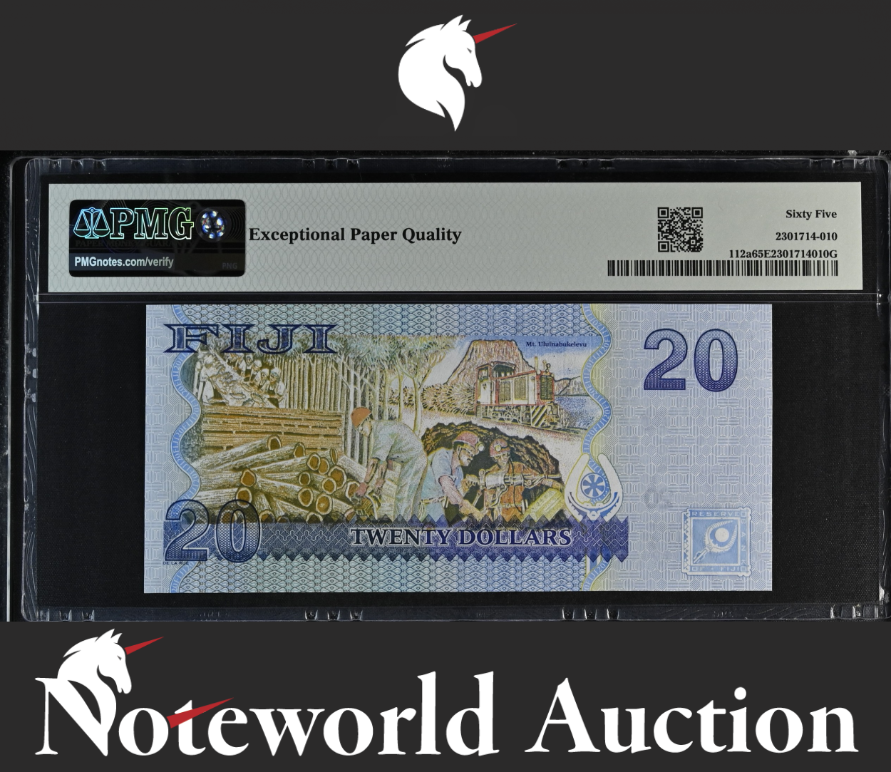 Fiji 20 Dollars ND (2007) P 112a Almost SOLID No. 799999 UNC PMG 65 EPQ