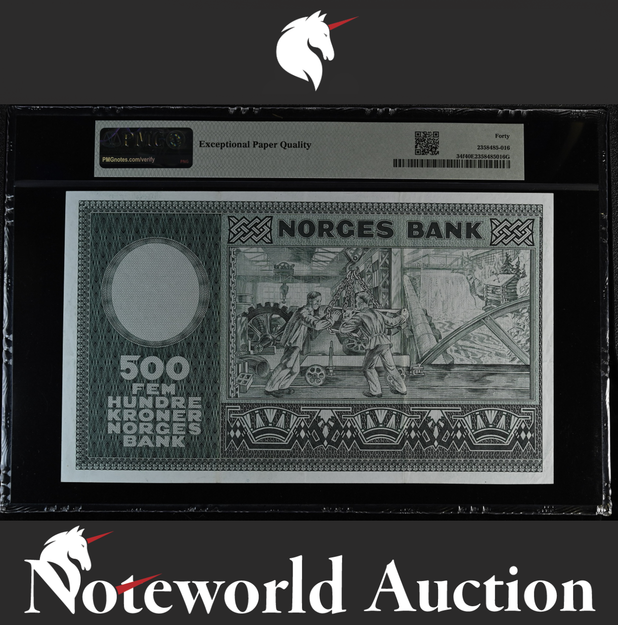 Norway Norges Bank 500 Kroner 1971-76 P 34f EF PMG 40 EPQ