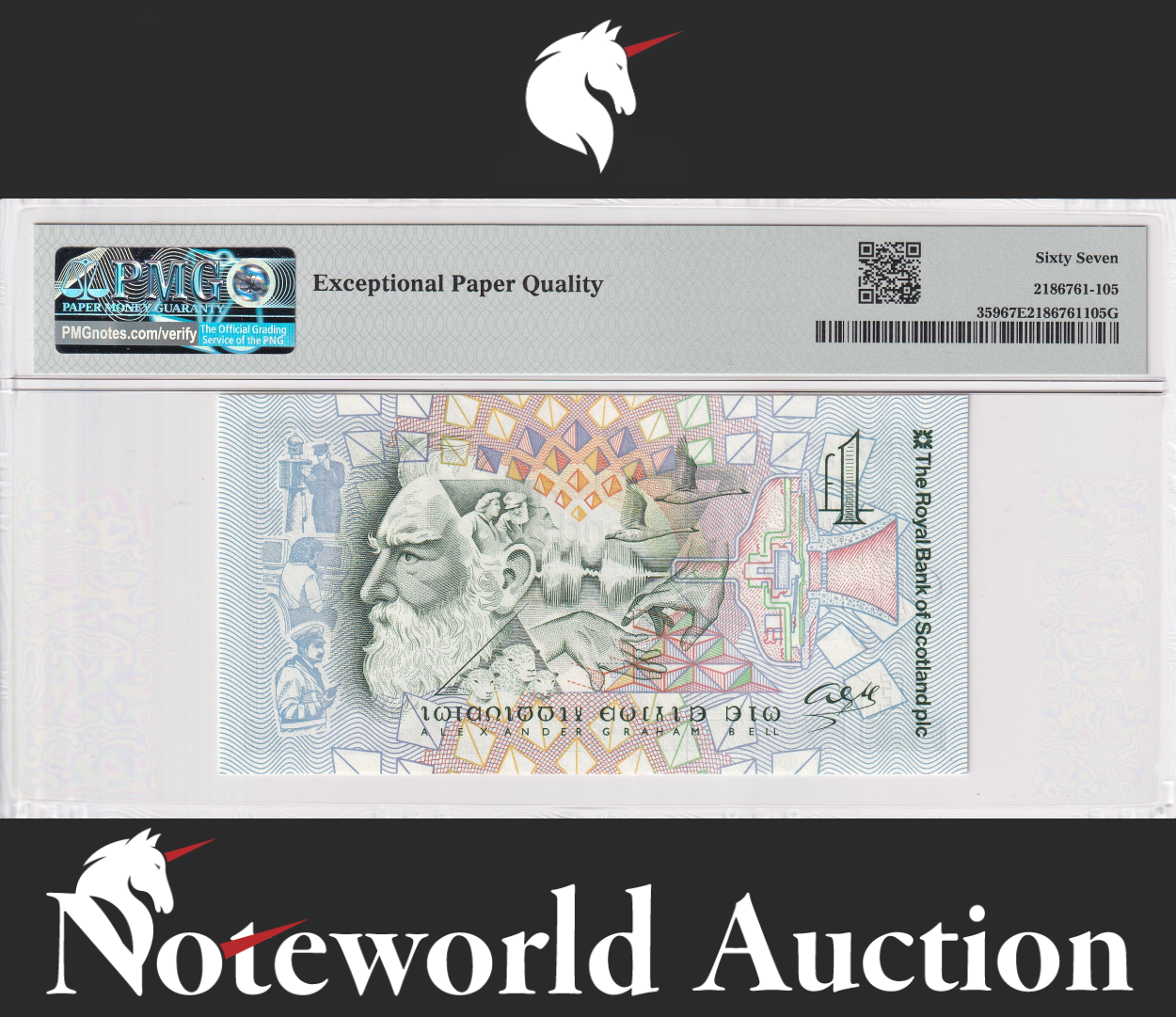 Scotland Commemorative 1 Pound 1997 P 359 UNC PMG 67 EPQ 2nd TOP POP