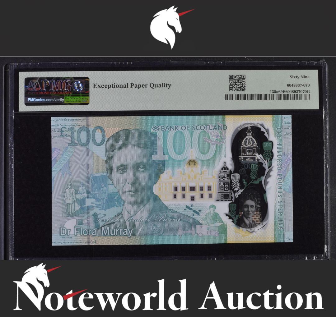 Scotland £100 Bank of Scotland 2021-22P 135a Polymer UNC PMG 69 EPQ 2nd TOP POP