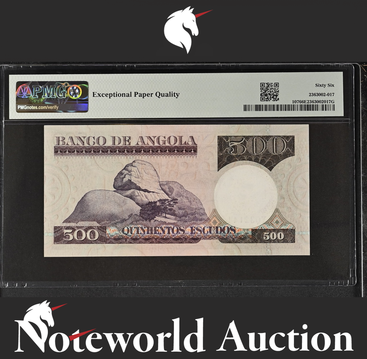 Angola Banco de Angola 500 Escudos 1973 P 107 UNC PMG 66 EPQ 2nd TOP POP