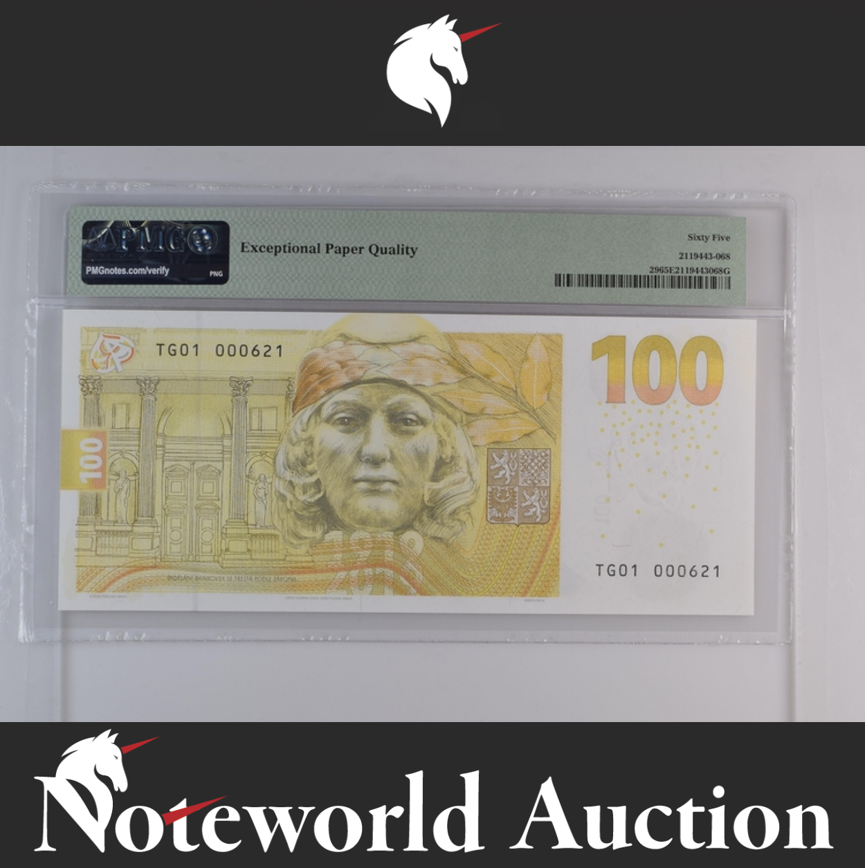 Czech Republic Commemorative 100 Korun 2019 P 29 UNC PMG 65 EPQ With Folder