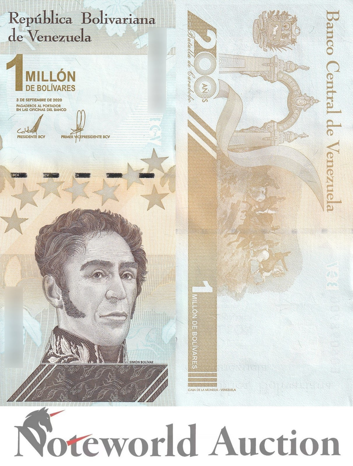 VENEZUELA 1000000 Bolivares 2020/2021 P 114 (1-2) Lot 10 pcs 1/10 Bundle UNC