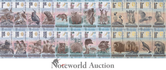 AUSTRALIA GREENLAND GALAPAGOS TEST NOTE Souvenir Note Full Set 24 pcs UNC