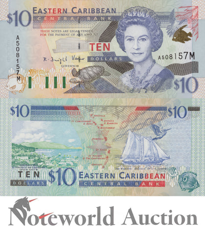 EAST CARIBBEAN STATES 10 Dollars ND 2000 P 38m Letter M Montserrat UNC