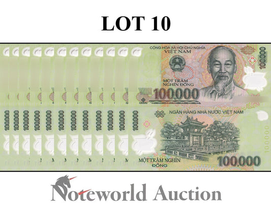 VIET NAM VIETNAM 100000 Dong 2021 P 122 Polymer Lot 10 pcs 1/10 Bundle UNC