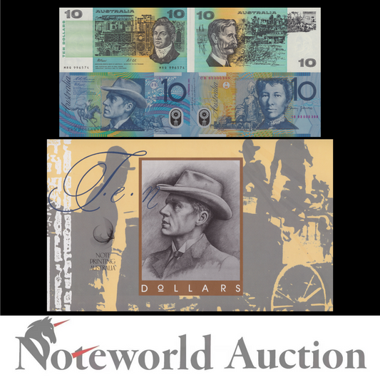 AUSTRALIA 10 Dollars 1991 1993 P 45g 52a Paper Polymer With Folder Set 2 pcs UNC