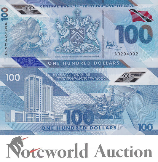 TRINIDAD & TOBAGO 100 Dollars 2019 P 65 Polymer UNC