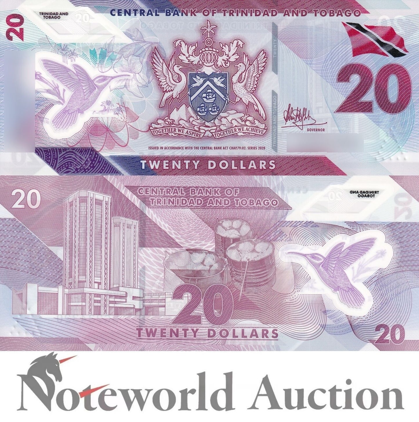 TRINIDAD & TOBAGO 20 Dollars 2020 P 63a Polymer UNC