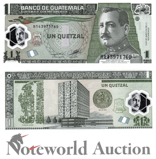 GUATEMALA 1 Quetzal 2012 P 115 Polymer Printer Canadian Bank Note UNC