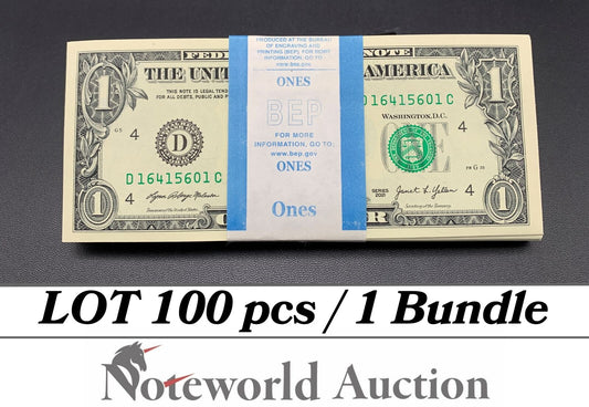 United States USA Lot 100 pcs Bundle - 1 Dollar 2021 P 549 "D" Cleveland OH UNC