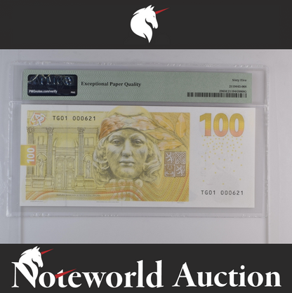 Czech Republic Commemorative 100 Korun 2019 P 29 With Folder UNC PMG 65 EPQ