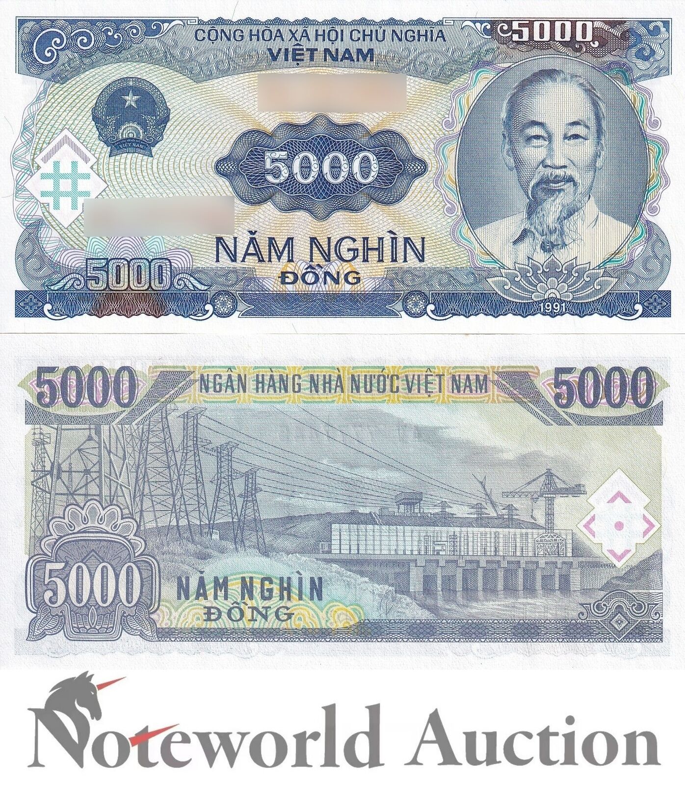 VIET NAM VIETNAM Lot 25 pcs 1/4 Bundle - 5000 Dong 1991 P 108 UNC