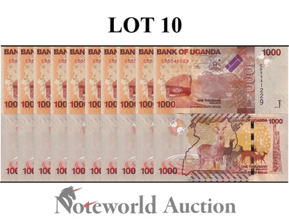 UGUNDA Lot 10 pcs 1/10 Bundle - 1000 Shillings 2015 P 49d UNC