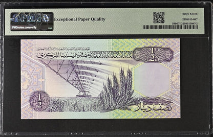 LIBYA 1/2 Dinar 1991 P 58b UNC PMG 67 EPQ