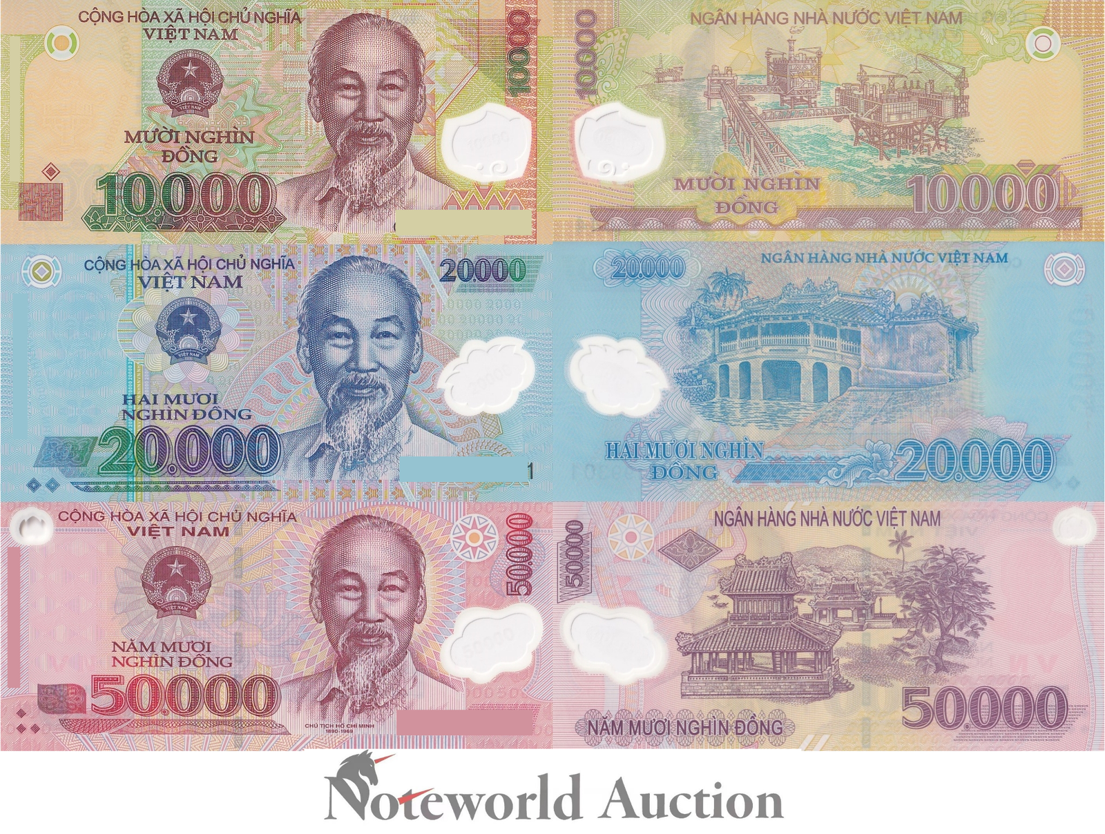 VIET NAM VIETNAM Set 3 pcs - 10000 20000 50000 Dong 2022 P 119-121 Polymer UNC