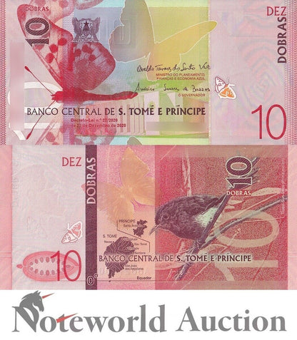 SAO TOME E PRINCIPE 10 Dobras 2020-2023 P 77 Lot 5 pcs 1/20 Bundle UNC
