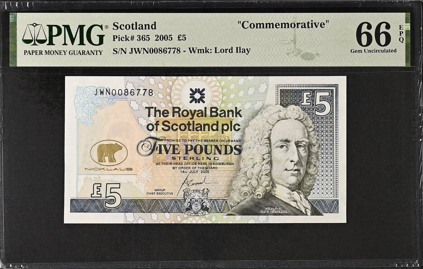 SCOTLAND ROYAL BANK Commemorative 5 Pounds 2005 P 365 UNC PMG 66 EPQ