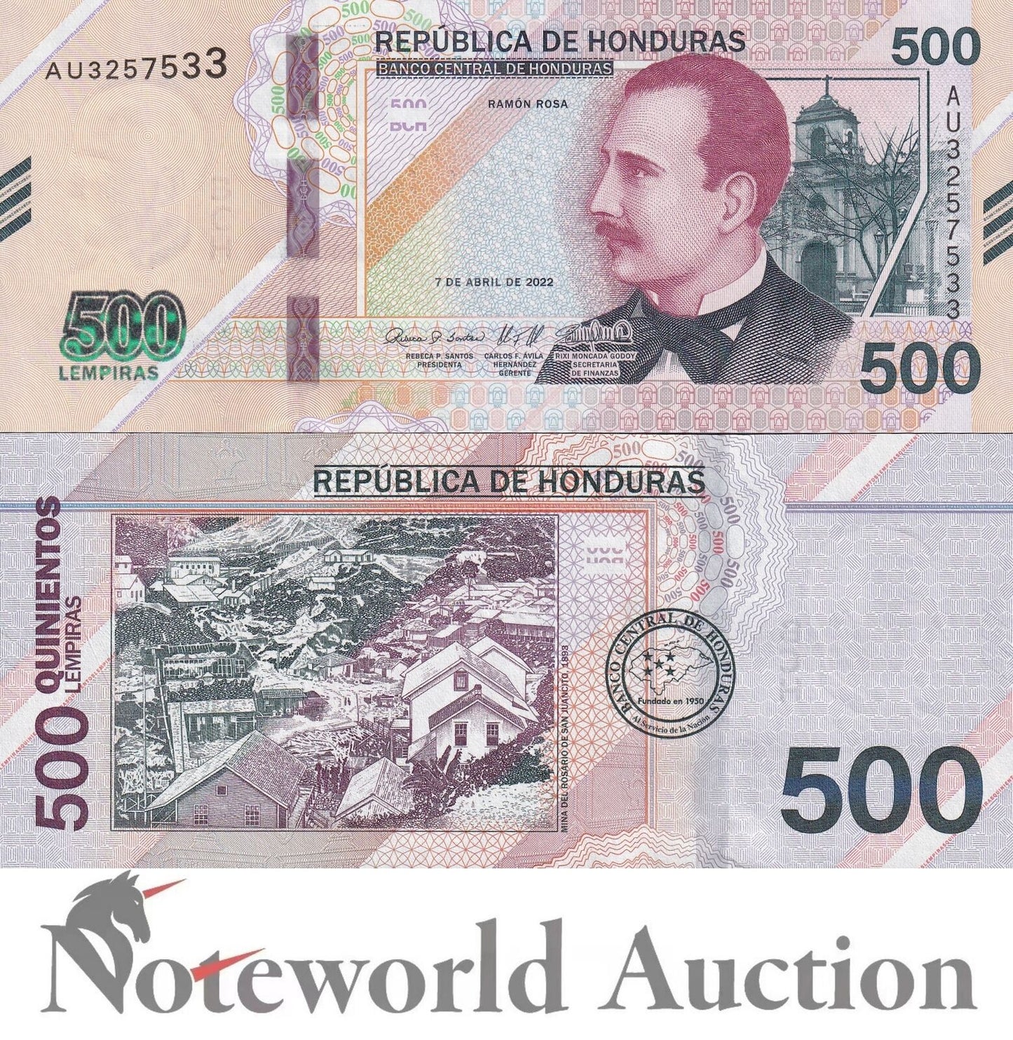 HONDURAS 500 Lempiras 2022 P 113 UNC