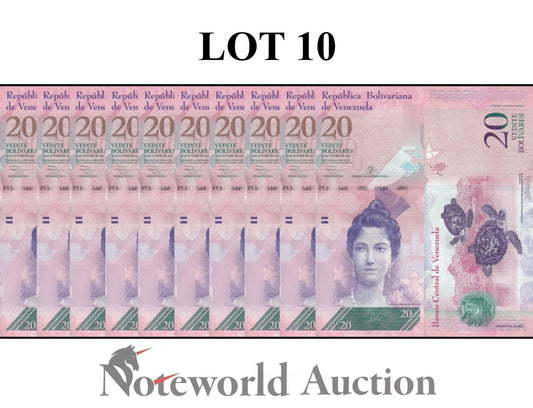VENEZUELA 20 Bolivares 2013 P 91f Lot 10 pcs 1/10 Bundle UNC