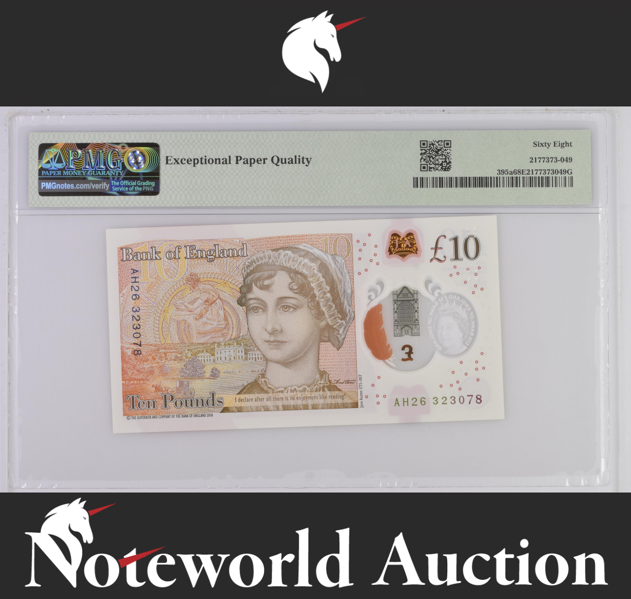 Great Britain 10 Pounds 2016 P 395a Polymer UNC PMG 68 EPQ 3rd TOP POP