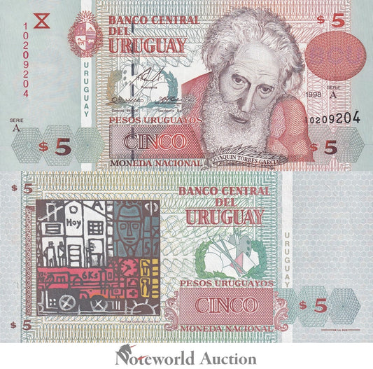 URUGUAY 5 Pesos Uruguayos 1998 P 80 UNC