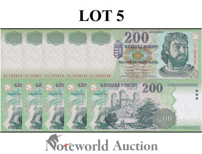 HUNGARY 2000 Forint 1998 P 178 Lot 5 pcs 1/20 Bundle UNC