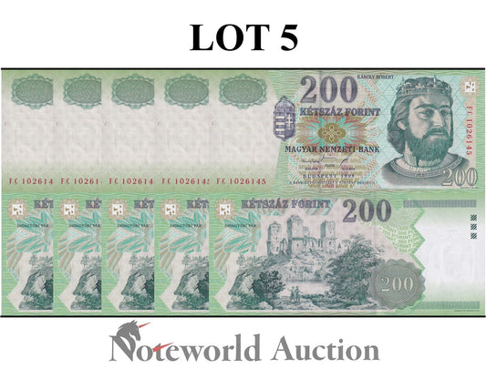 HUNGARY 2000 Forint 1998 P 178 Lot 5 pcs 1/20 Bundle UNC