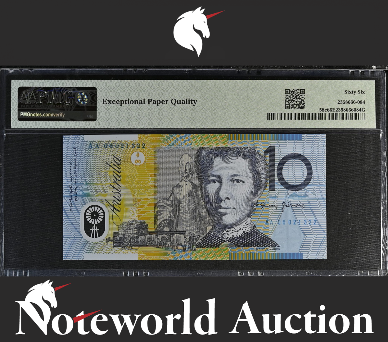 Australia 10 Dollars 2006 Polymer P 58c First Prefix AA UNC PMG 66 EPQ