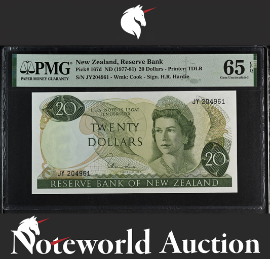 New Zealand Reserve Bank 20 Dollars ND (1977-81) P 167d UNC PMG 65 EPQ