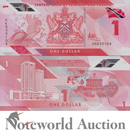 TRINIDAD & TOBAGO 1 Dollar 2020 P 60a Polymer Lot 5 pcs 1/20 Bundle UNC