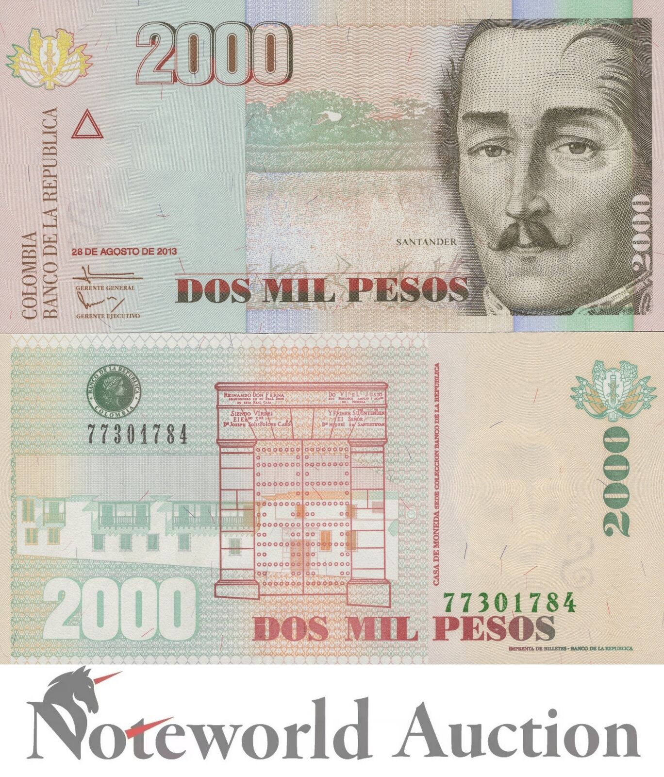 COLOMBIA 2000 Pesos 2013 P 457u UNC