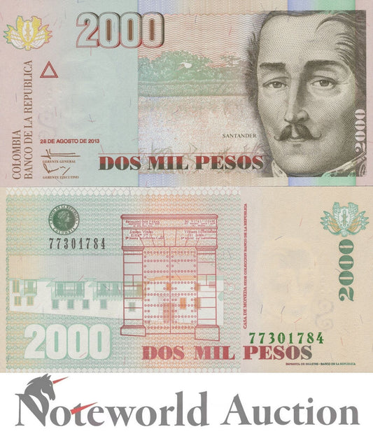 COLOMBIA 2000 Pesos 2013 P 457u UNC