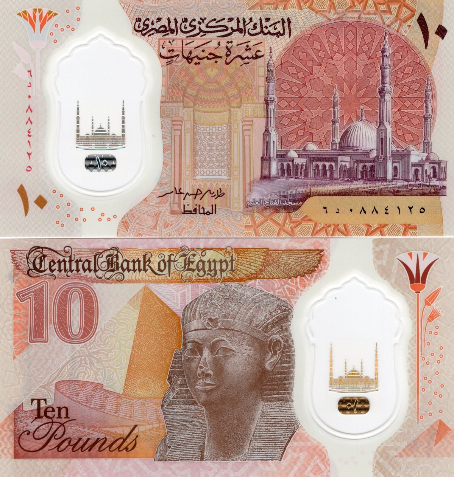 EGYPT Lot 10 pcs 1/10 Bundle - 10 Pounds 2022 P 81 Polymer UNC