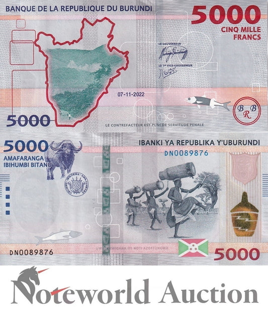 BURUNDI 5000 Francs 2022 2023 P 58 New Colours And Security Upgrade UNC