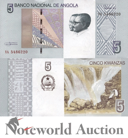 ANGOLA Lot 10 pcs 1/10 Bundle - 5 Kwanzas 2012 P 151A UNC