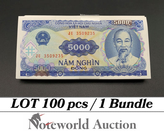 Vietnam Viet Nam Lot 100 pcs Bundle - 5000 Dong 1991 P 108 UNC