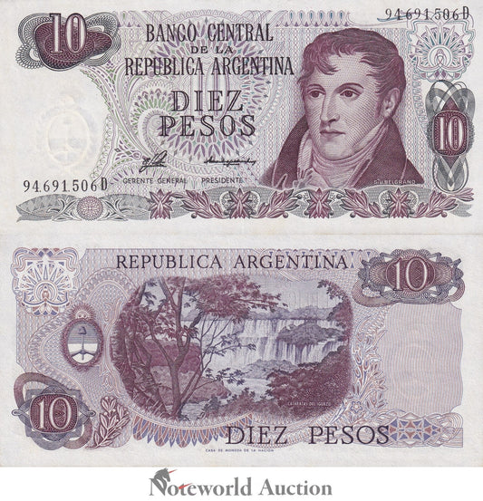 ARGENTINA 10 Pesos ND 1976 P 300 Foxing UNC