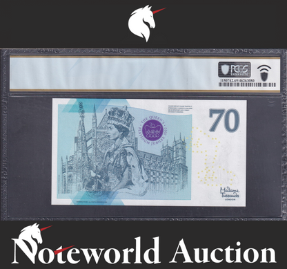 GREAT BRITAIN COMM. TEST NOTE - 2022 Queen 70th UNC PCGS 69 PPQ 2nd TOP POP