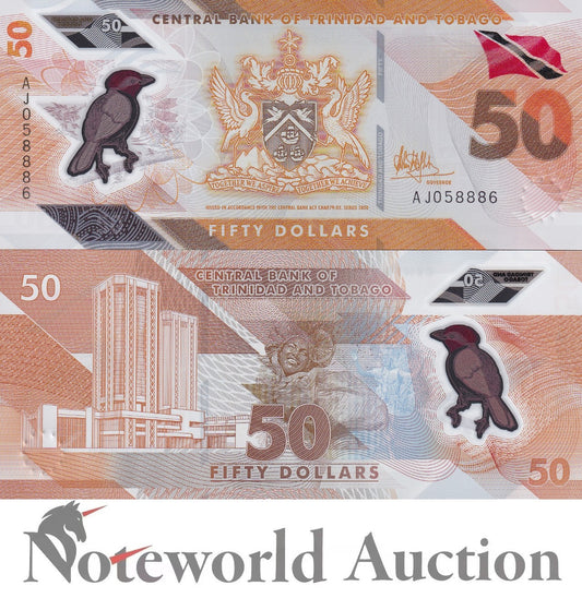 TRINIDAD & TOBAGO 50 Dollars 2020 P 64 Polymer UNC