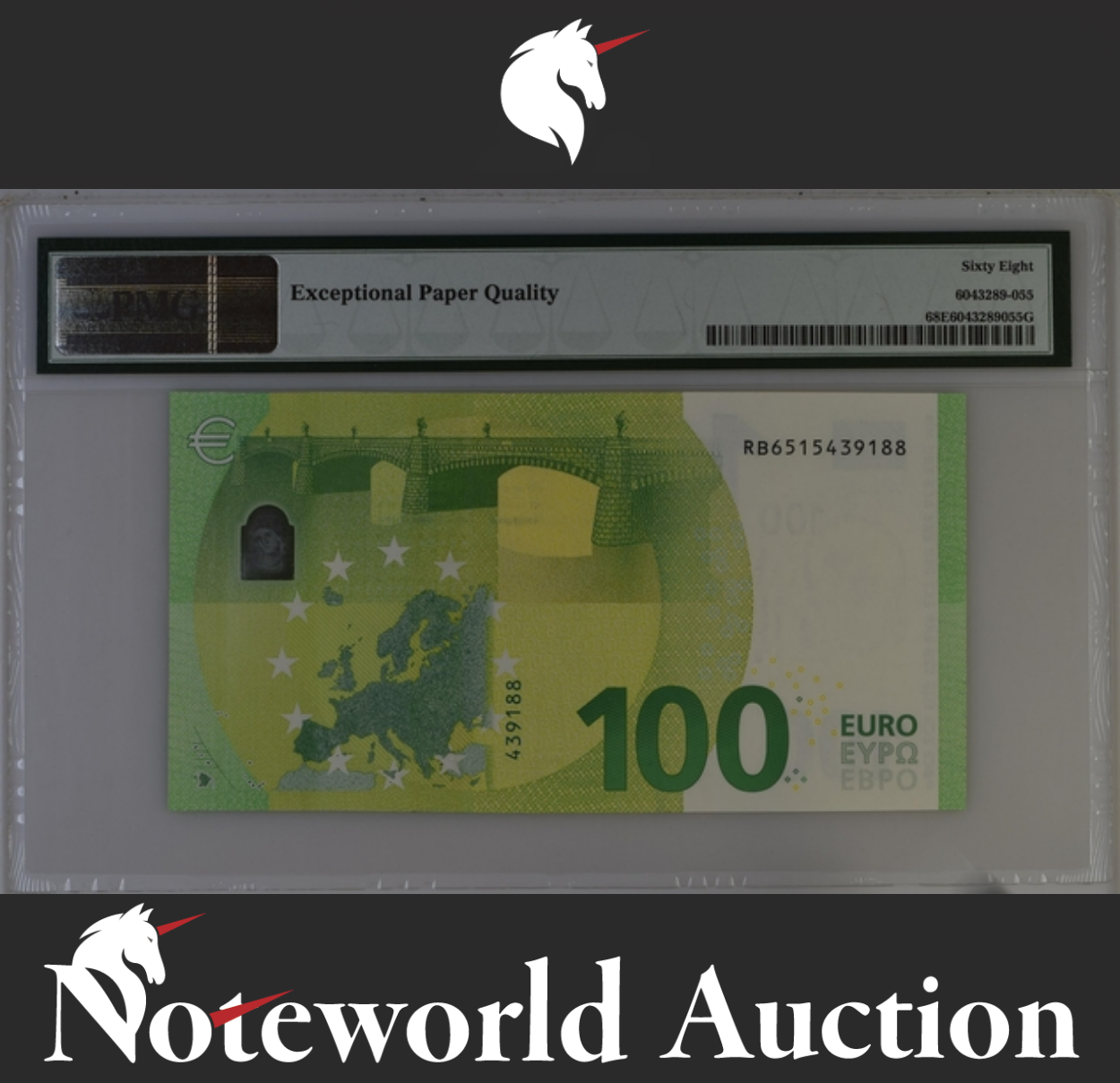 European Union / Germany, 100 Euro 2019 P 24r S/N Prefix 'R' UNC PMG 68 EPQ