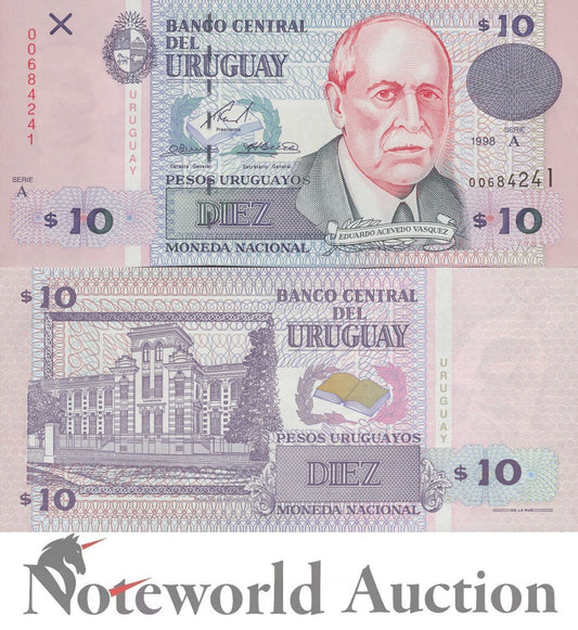 URUGUAY 10 Pesos Uruguayos 1998 P 81 UNC