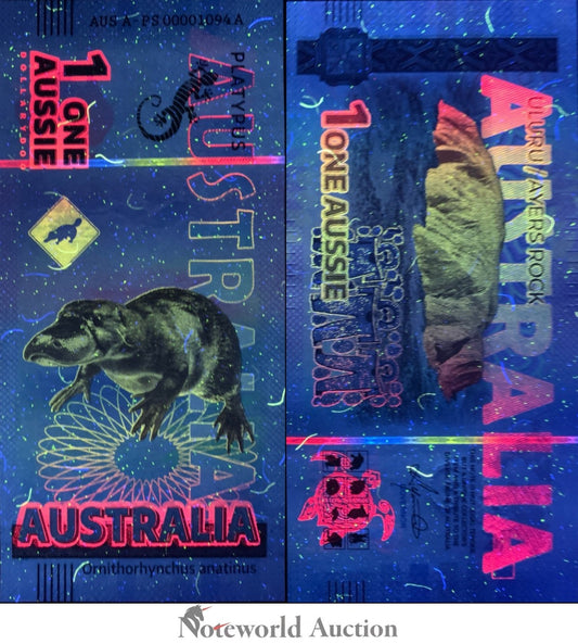 Australia TEST NOTE Souvenir Note 1 Aussie Platypus UNC