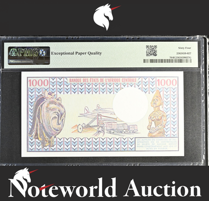 Chad Banque des Etats de l'Afrique Central 1000 1980-84 P 7 UNC PMG 64 EPQ