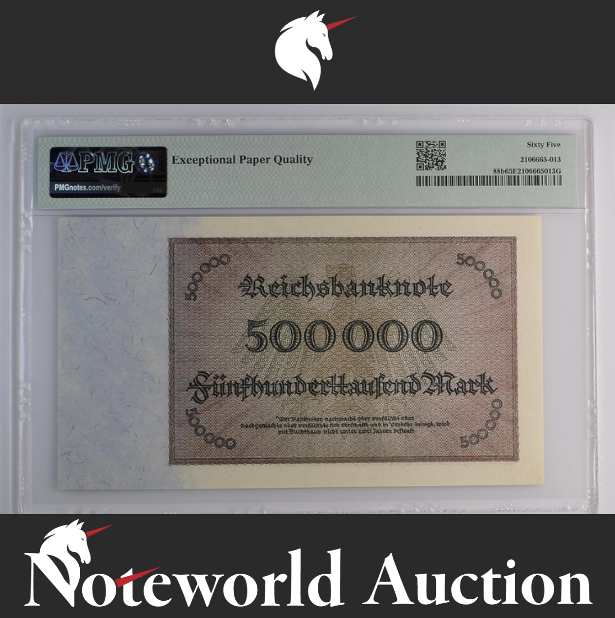 Germany Republic Treasury Note 500000 Mark 1923 P 88b UNC PMG 65 EPQ